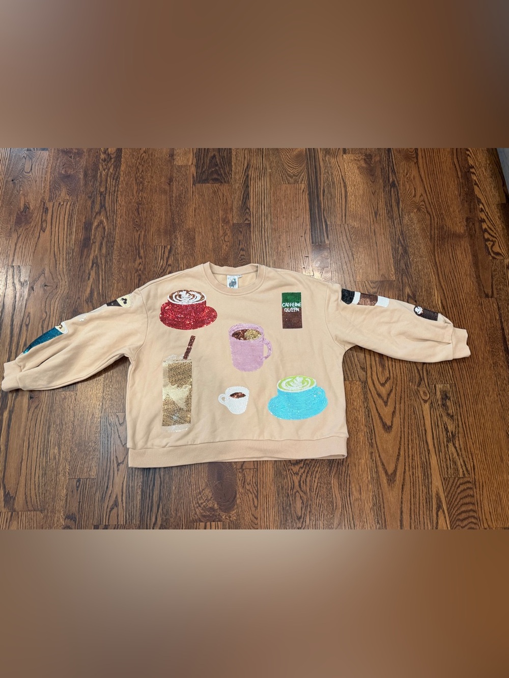 QUEEN OF SPARKLES Coffee Sweatshirt, Medium